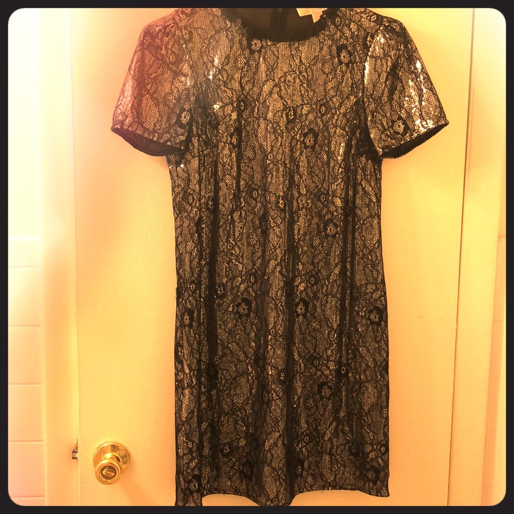 Silver sequined lace dress size: Medium